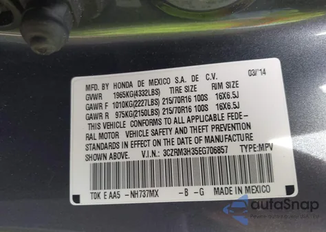 2014 Honda Cr-V Lx from USA, damaged, VIN 3CZRM3H35EG706857